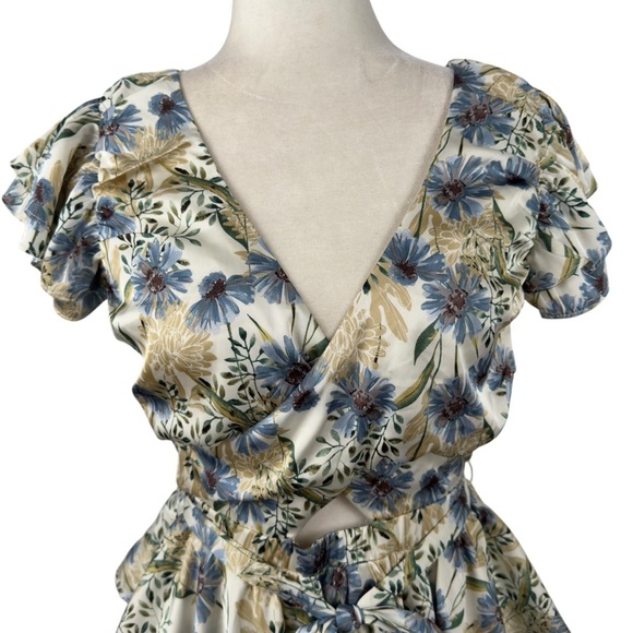 En Saison Dahlia Floral Puff Sleeve Mini Dress NWT Cottagecore Romantic Dress M - Picture 8 of 16